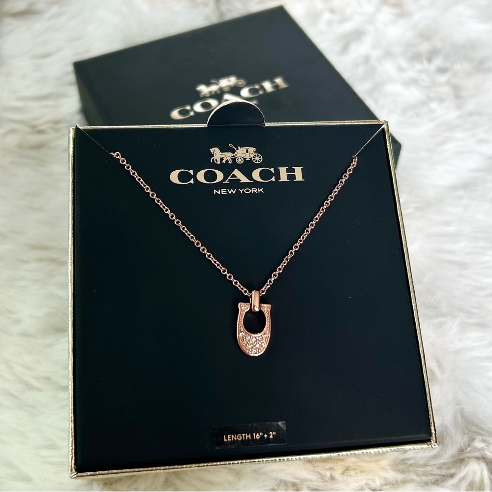 NIB Coach RoseGold Signature C Pendant Necklace